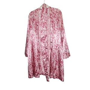 Adonna JCPenney NWT Misty Pink Scroll Robe W/‎ Sash M Floral Paisley Lightweight